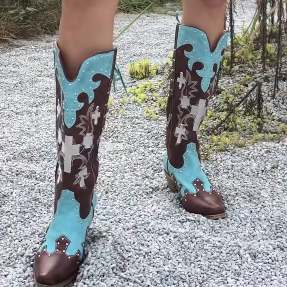 Women's  Knee High Vintage Inspired Western Embellished Boots